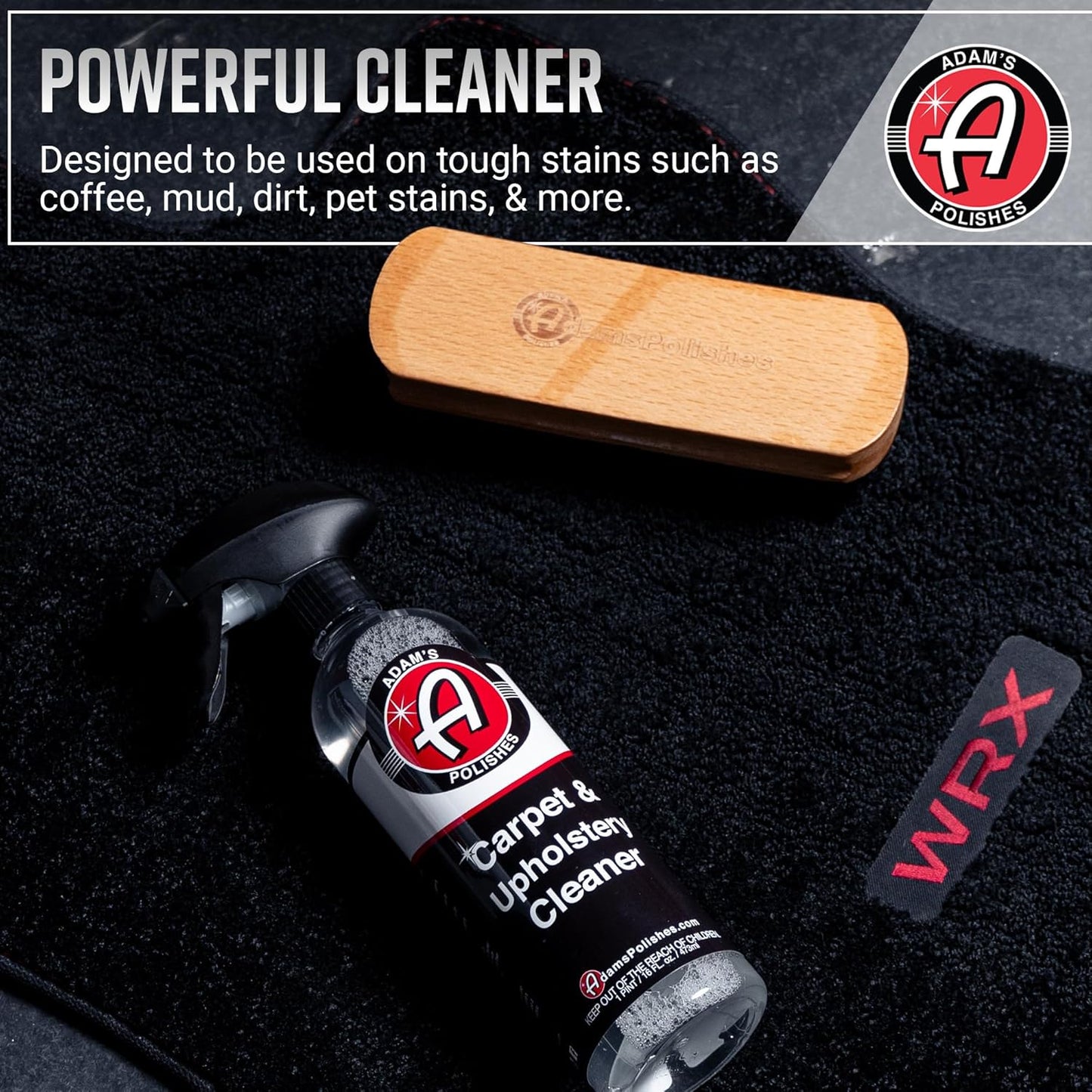 Adam's Polishes Carpet & Upholstery Cleaner (16oz) - Powerful Car Carpet Cleaner For Auto Detailing, Cloth & Fabric Interior Cleaning Solution, Stain Remover For Car Seat, Floor Mats & More