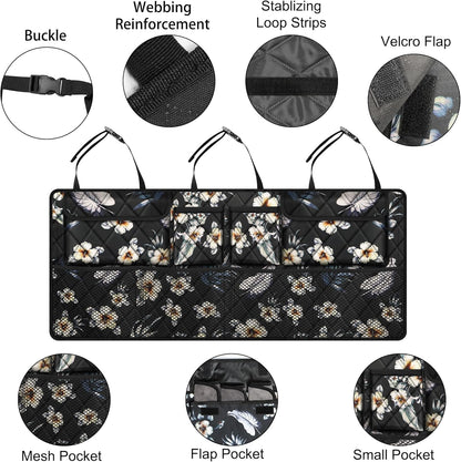 Femuar Car Trunk Organizer, Large Capacity Backseat Trunk Organizer (42"*18"), Collapsible Car Storage Bag with 8 Pockets, SUV/MPV/Truck - Black