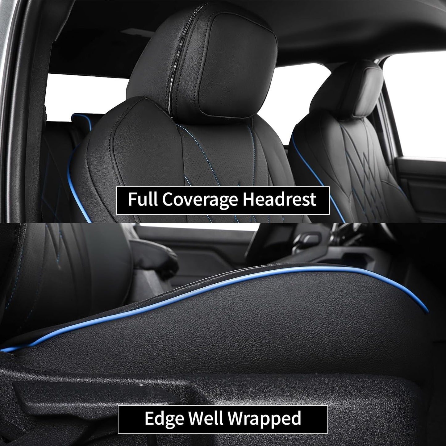 EKR Tacoma Car Seat Covers Custom Fit for Toyota Tacoma (Petrol) 2024 2025 2026 DoubleCab/CrewCab SR/SR5/TRD Sport/TRD Off-Road/Limited -Truck Seat Covers Full Set,Faux Leather(Black)
