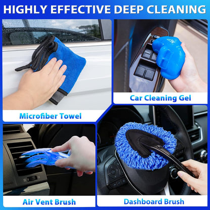 THINKWORK Pink Car Duster Interior Kit, Perfect Car Detailing Brush Kit for Cleaning Windows,Windshield,Dashboard and Air Vents Suitable for All Cars