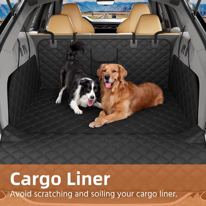 Simple Trending SUV Cargo Liner for Dogs, Waterproof Dog Car Seat Cover Mat for SUVs Sedans Vans, Universal Fit Pet Trunk Cover with Non-Slip Bumper Flap Protector, Black