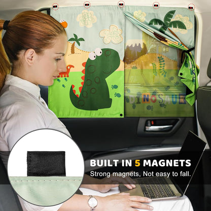 Car Window Shades, 2 PCS Magnetic Double Layer Auto Sun Shade for Side Windows Privacy Full Covers/Half Shade Options Back Car Window Curtains for Baby Protection