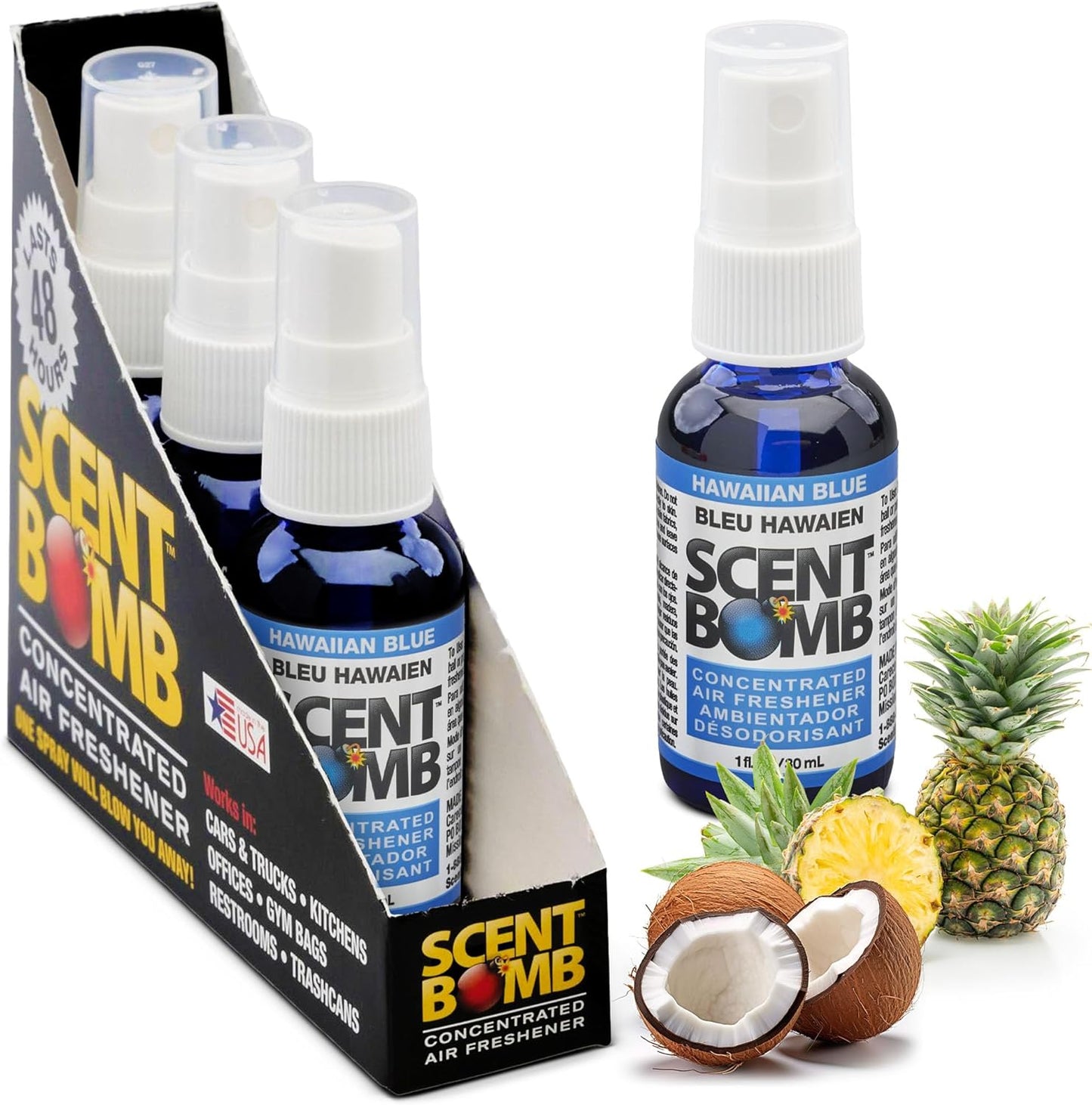 Scent Bomb Air Freshener Spray, Long-Lasting Odor Eliminator - Effective Deodorizer for Home & Car, Fresh Room Spray for Kitchen, Bathroom & Smell Neutralizer - 1 oz Pack of 4, Black Cherry Scent