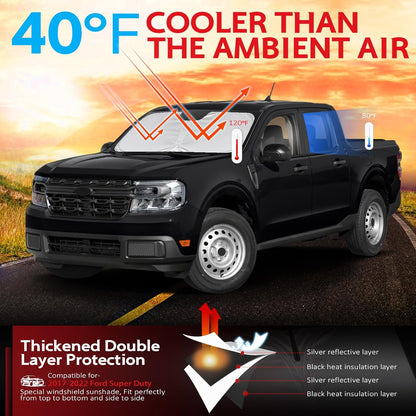 KAYZT Windshield Sun Shade for 2019-2025 2026 Chevy Silverado 1500 /GMC Sierra 1500 2500HD 3500HD Foldable Sunshade Front Window Custom Fit Car Accessories - Colors C