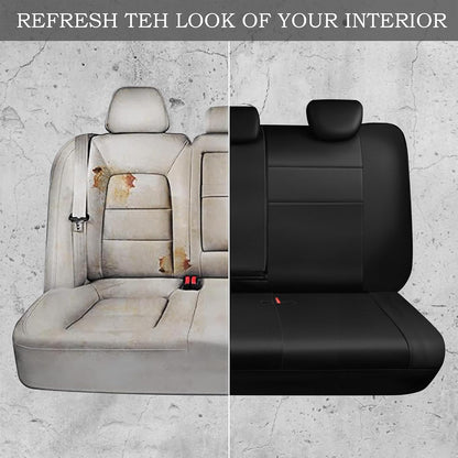 CAR PASS Faux Leather Car Seat Covers Front Seats Only, 3D Foam Support Car Seat Covers, Universal fit for Trucks Vans SUVs Sedans Automotive Comfortable, Airbag Compatible 2 Pieces Front Solid Black