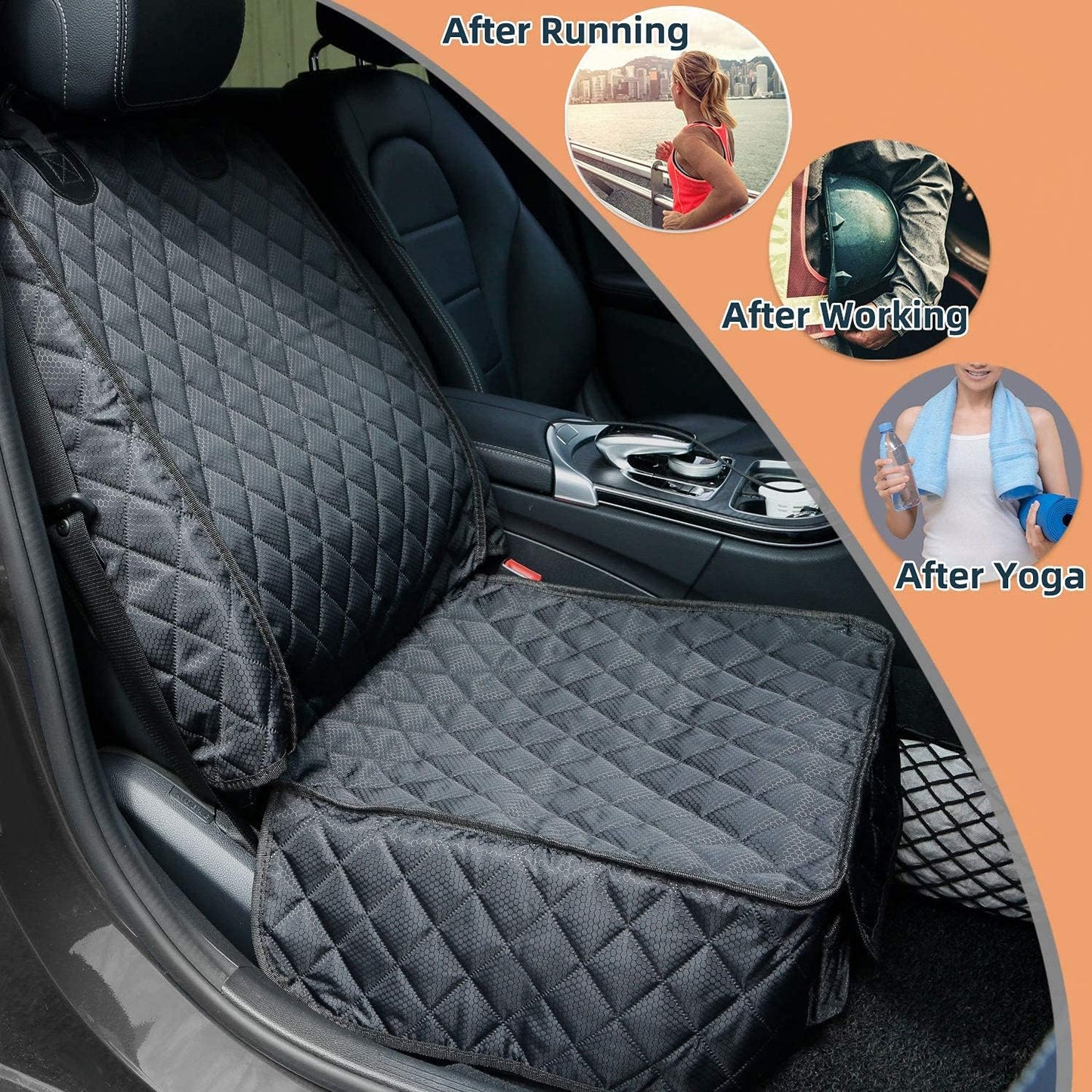 PETICON Waterproof Front Seat Car Cover, Full Protection Dog Car Seat Cover with Side Flaps, Nonslip Scratchproof Front Seat Cover Fits for Cars, Trucks, SUVs, Jeep