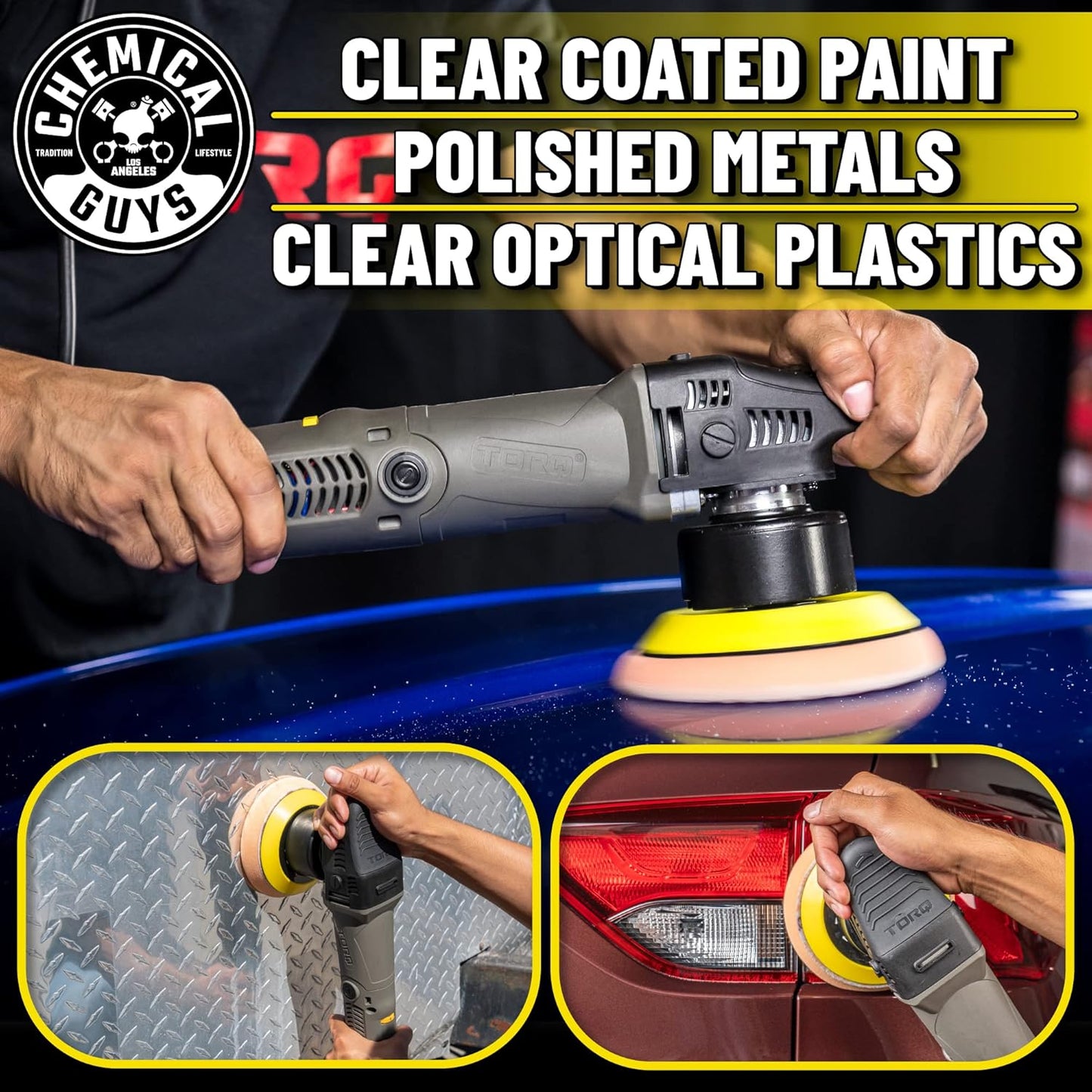 Chemical Guys TORQX Random Orbital Polisher, Pads, Polishes, and Compounds Kit - Car Polishing Kit Safe for Trucks, SUVs, Motorcycles, and More, 700W Motor, 8mm Orbit, 9-Piece Set