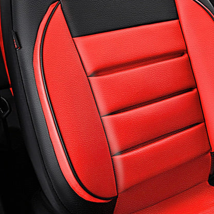 CAR PASS Faux Leather Car Seat Covers Front Seats Only, 3D Foam Support Car Seat Covers, Universal fit for Trucks Vans SUVs Sedans Automotive Comfortable, Airbag Compatible 2 Pieces Front Solid Black