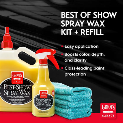 Griot's Garage Best of Show Spray Wax for Car Detailing, Works on Paint Protection Films and Ceramic Coatings, Provides Long-Lasting Coverage Between Uses, 10968, 22oz