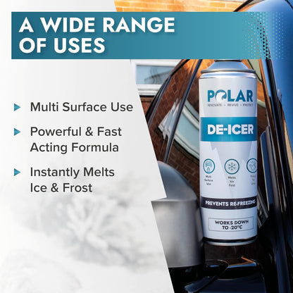 Polar De-Icer Spray for Car Windshield - 2 x 17 Fl Oz | Fast-Acting & Stops Re-Freezing | Instantly Melts Ice and Frost at −4°F | Spray Deicer for Car Windscreens, Mirrors, Headlights, Locks & Gates