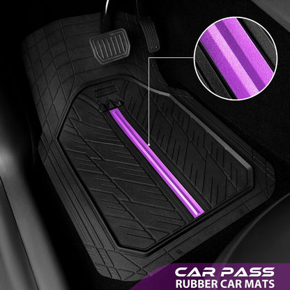 CAR PASS Heavy Rubber Car Floor Mats, Deep Waterproof Car Mats All Weather, Universal Trim-to Fit Automotive Floor Mats for Car SUV Truck Van, Durable Floor Liners Solid Black