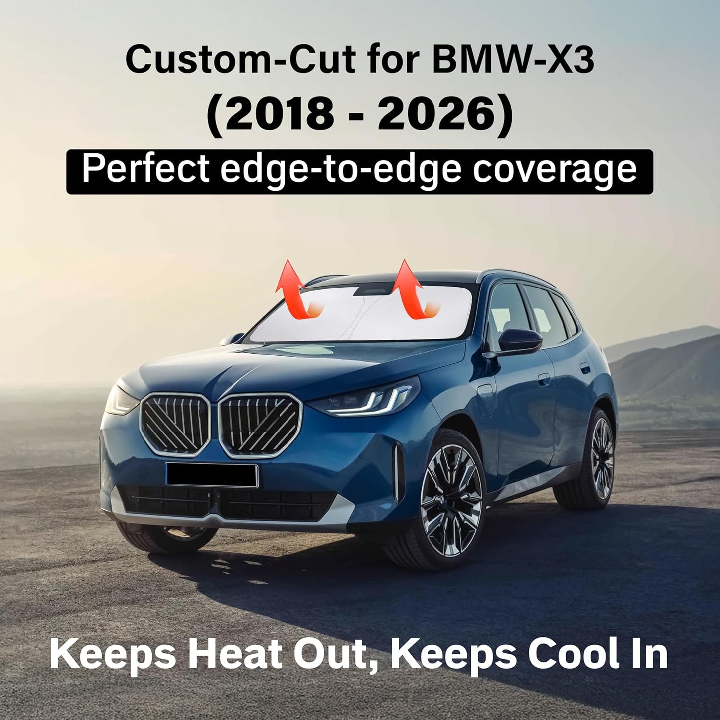 EcoNour Car Windshield Sun Shade | 2025 Upgraded Innovative No-Light-Pass Technology for Maximum Coverage | Foldable Sun Shade Keeps Your Vehicle Cool | Must-Have Car Accessories | Small (59" x 29") - Colors L