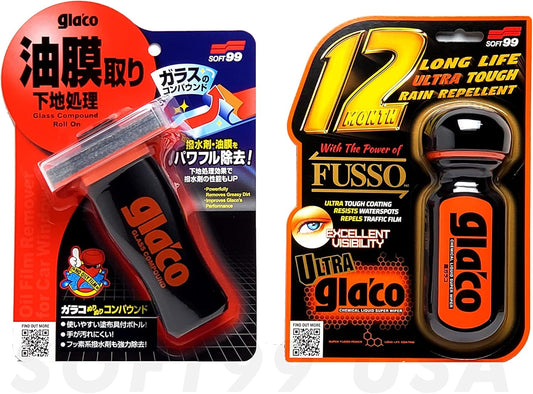 SOFT99 Glaco Glass Compound Roll On 100ml and Glaco Ultra Glaco 70ml_BUNDLE PACKAGE