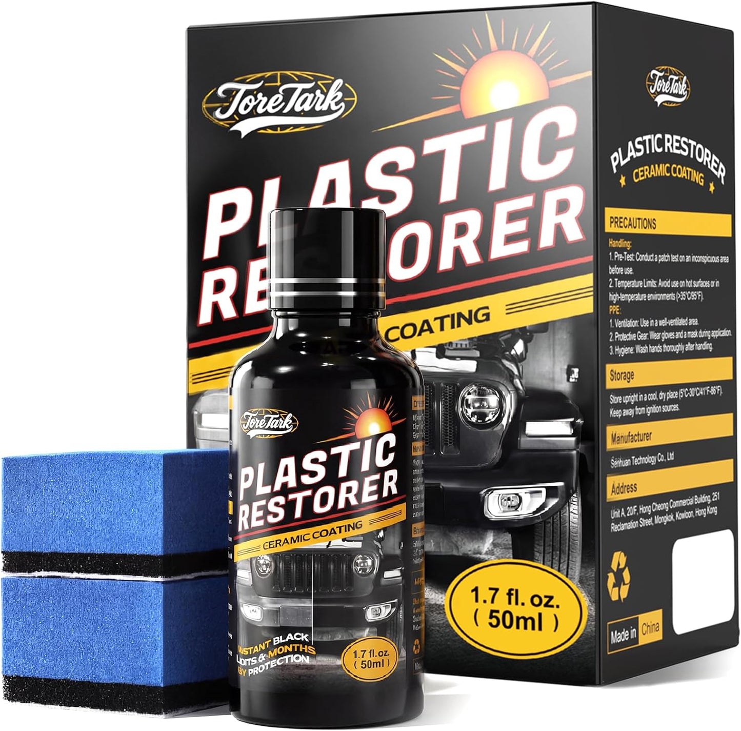 Toretark Plastic Restorer for Cars, Not a Dressing, Black Trim Restorer, Ceramic Crystal Coating Highly Concentrated, Lasting Up to 6 Months+ with UV Protection, Restore Automotive Exterior Protectant