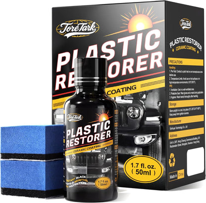 Toretark Plastic Restorer for Cars, Not a Dressing, Black Trim Restorer, Ceramic Crystal Coating Highly Concentrated, Lasting Up to 6 Months+ with UV Protection, Restore Automotive Exterior Protectant