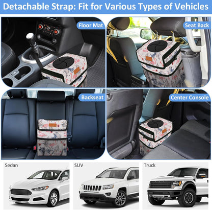 ELONGRIVER Car Trash Can Bin for Back Seat Leak Proof, Cute Car Trash Bag Hanging, Vehicle Trash Can for SUV Truck Van, Automotive Garbage Cans Front Seat Black