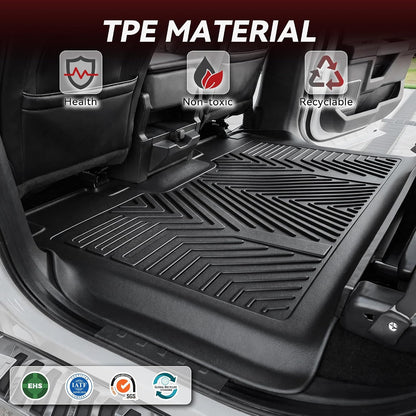 YITAMOTOR Floor Mats Fit for Ford F250/F350/F450/F550 2017-2026 Super Duty Crew Cab | Front Bucket Seat | Rear W/Fold-Flat Storage | Carpet Floor, 1st & 2nd Row TPE All Weather Protection