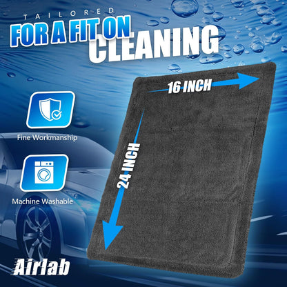 Airlab Microfiber Towels for Cars Wash Drying Thick Plush Cleaning Cloth Auto Detailing Super Absorbent for Interior & Exterior Lint Free, Streak Free, 16" X 16", 800 GSM, Pack of 4
