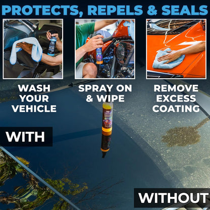 Flowgenix™ Waterless Car Wash Spray - Grand Finale - Motorcycle Cleaner & Car Wax Polish (8 oz) - Ceramic Coating - Incl. 2 Microfiber Towels - Quick Detailer Spray to Make Your Vehicle Shine