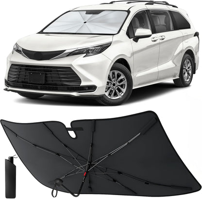 Econour Windshields Sun Shade for Car | Medium Foldable Car Sunshade & Window Tint | UV & Heat Protection Front Window Sun Shield, Keeps Interior Cool, Fits Sedans SUVs & Trucks (57” x 33”)