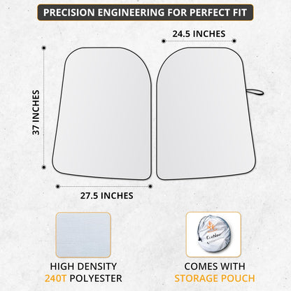 EcoNour 2 Piece Foldable Car Windshield Sun Shade – UV & Heat Protection, Interior Cooling, Durable Upgraded Design, Easy Fold, Front Window Sunshade - Medium (31" L x 28" W)