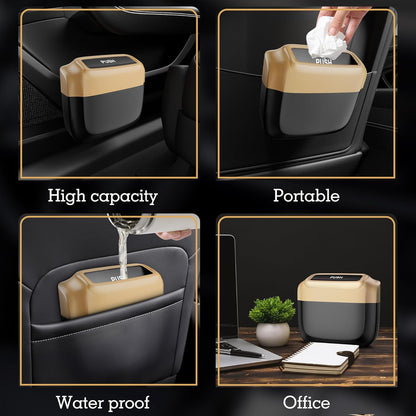 2 Packs Car Trash Can with Lid，Built-in Storage Garbage Bag，Leakproof Vehicle Trash，Car Accessories for Interior,Mini Garbage Bin for Automotive, Office, Kitchen,Bedroom，with 60pcs Trash Bags