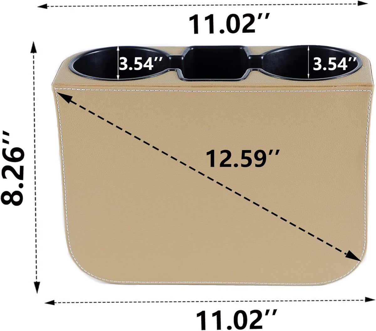 IOKONE Car Cup Holder, Auto Cup Drink Holders，Multifunctional Auto Front Seat Organizer with PU Leather Cover, Gap Filler Storage Box Coin Bucket Console Side Pocket Cell Mobile Phone Holder (Black)