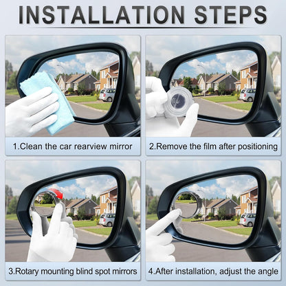 LivTee 2PCS Round Blind Spot Mirror, HD Glass and ABS Housing Convex Wide Angle Rearview Mirror with Adjustable Stick for Universal Car, Black