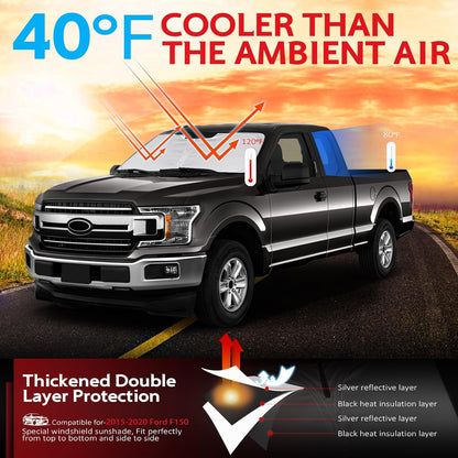 KAYZT Windshield Sun Shade for 2019-2025 2026 Chevy Silverado 1500 /GMC Sierra 1500 2500HD 3500HD Foldable Sunshade Front Window Custom Fit Car Accessories - Colors A