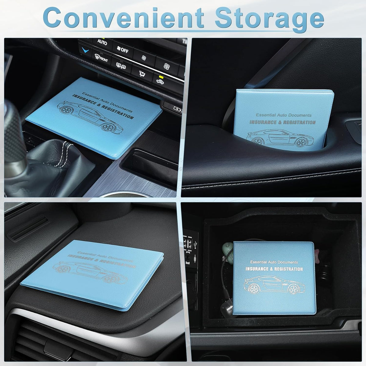 UYYE Car Registration and Insurance Card Holder, Vehicle Glove Box Car Organizer, Interior Car Accessories for Documents, Cards, License - 2 Pack