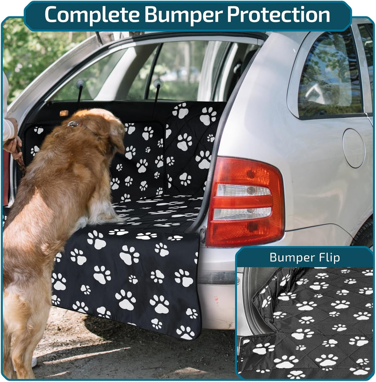 Veckle SUV Cargo Liner for Dogs with Side Flaps, Large (54" x 93") Water Resistant Trunk Cover, Non-Slip Pet Area Protector with Bumper Flap, Universal Fit for SUVs Sedans Vans, Khaki