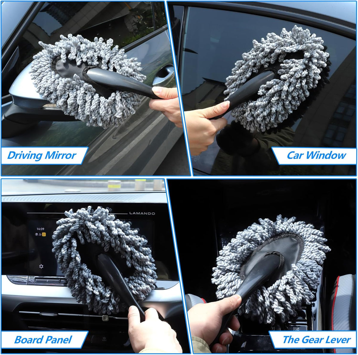 IPELY 3 Pack Large Microfiber Car Duster Exterior Scratch Free with Extendable, Car Duster Interior Multipurpose dust Cleaning