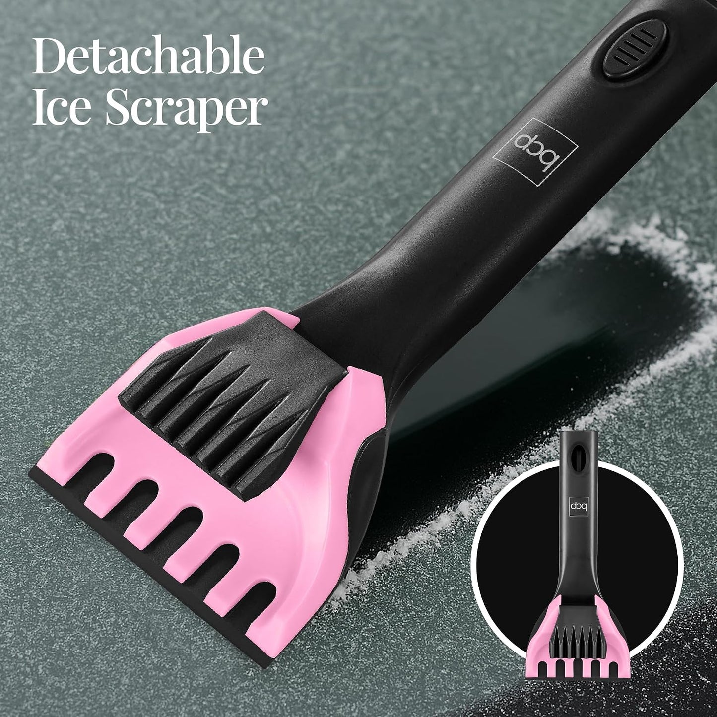 Best Choice Products Snow Brush with Squeegee & Ice Scraper, Up to 39" Extendable Foam Grip, 270° Pivoting Snow Brush for Car Truck SUV, Storage Bag Included - Pink