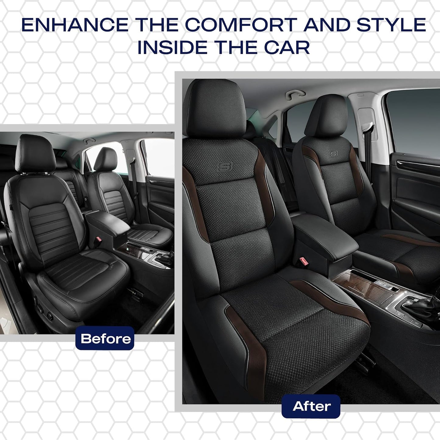 Skechers Memory Foam Seat Covers, Air Cool Mesh Thick Car Seat Covers, Car Seat Covers Front Seats Airbag Compatible, Universal Automotive Comfort for Most Cars, Vans, Trucks, SUV,Black