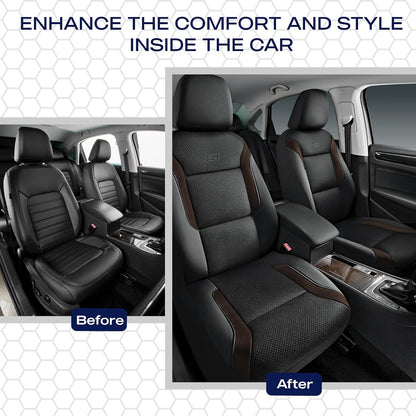 Skechers Memory Foam Seat Covers, Air Cool Mesh Thick Car Seat Covers, Car Seat Covers Front Seats Airbag Compatible, Universal Automotive Comfort for Most Cars, Vans, Trucks, SUV,Black