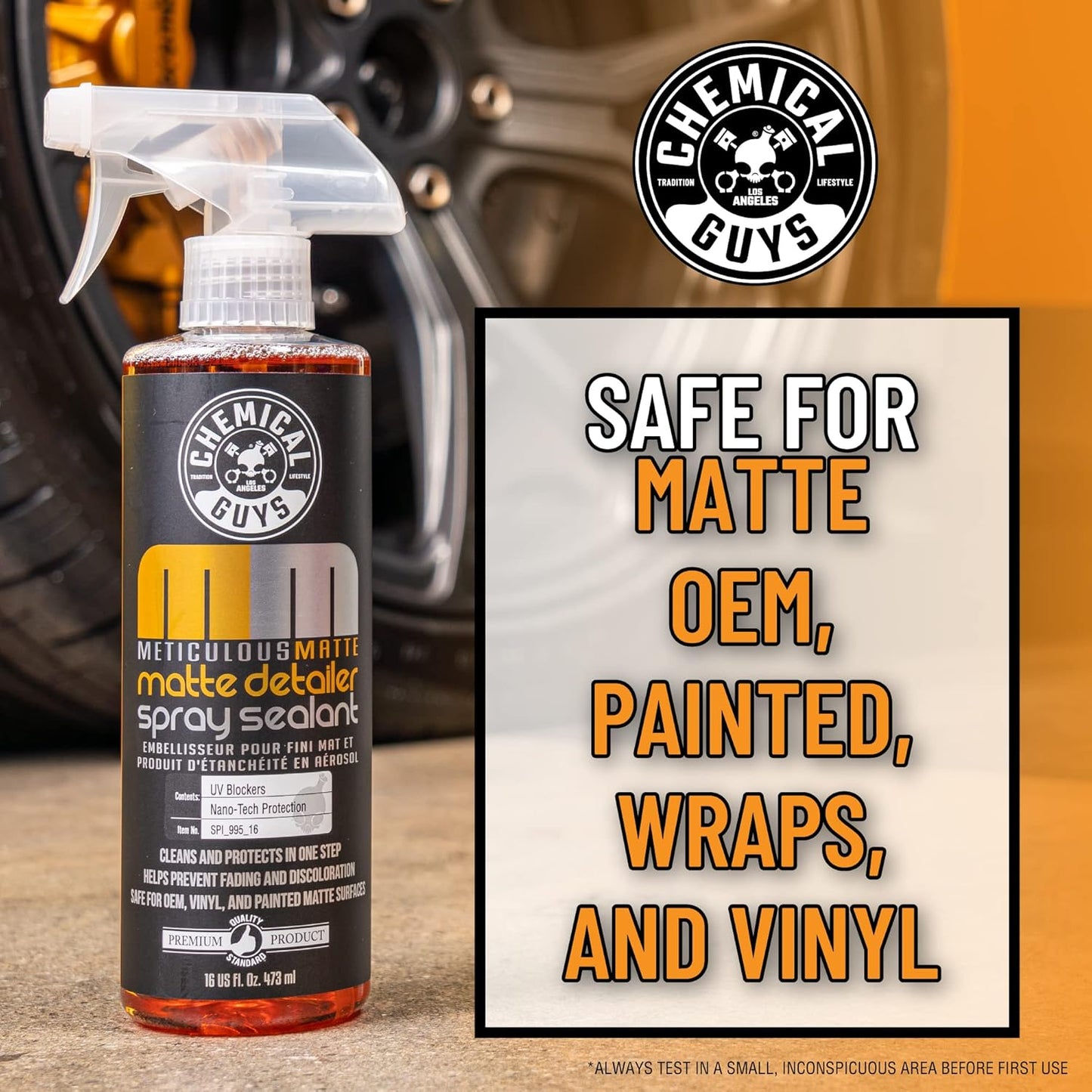 Chemical Guys Meticulous Matte Finish Detailer and Spray Sealant – Quick Detailer Spray for Satin and Matte Surfaces – Safe for Vinyl Wraps on Cars, Trucks & SUVs, 16 oz