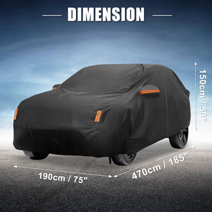 X AUTOHAUX Car Cover for Honda Civic Sedan/Coupe 210D-PU Outdoor Full Car Cover All Weather with Door Zipper for Waterproof Windproof Sun Rain Snow Protection