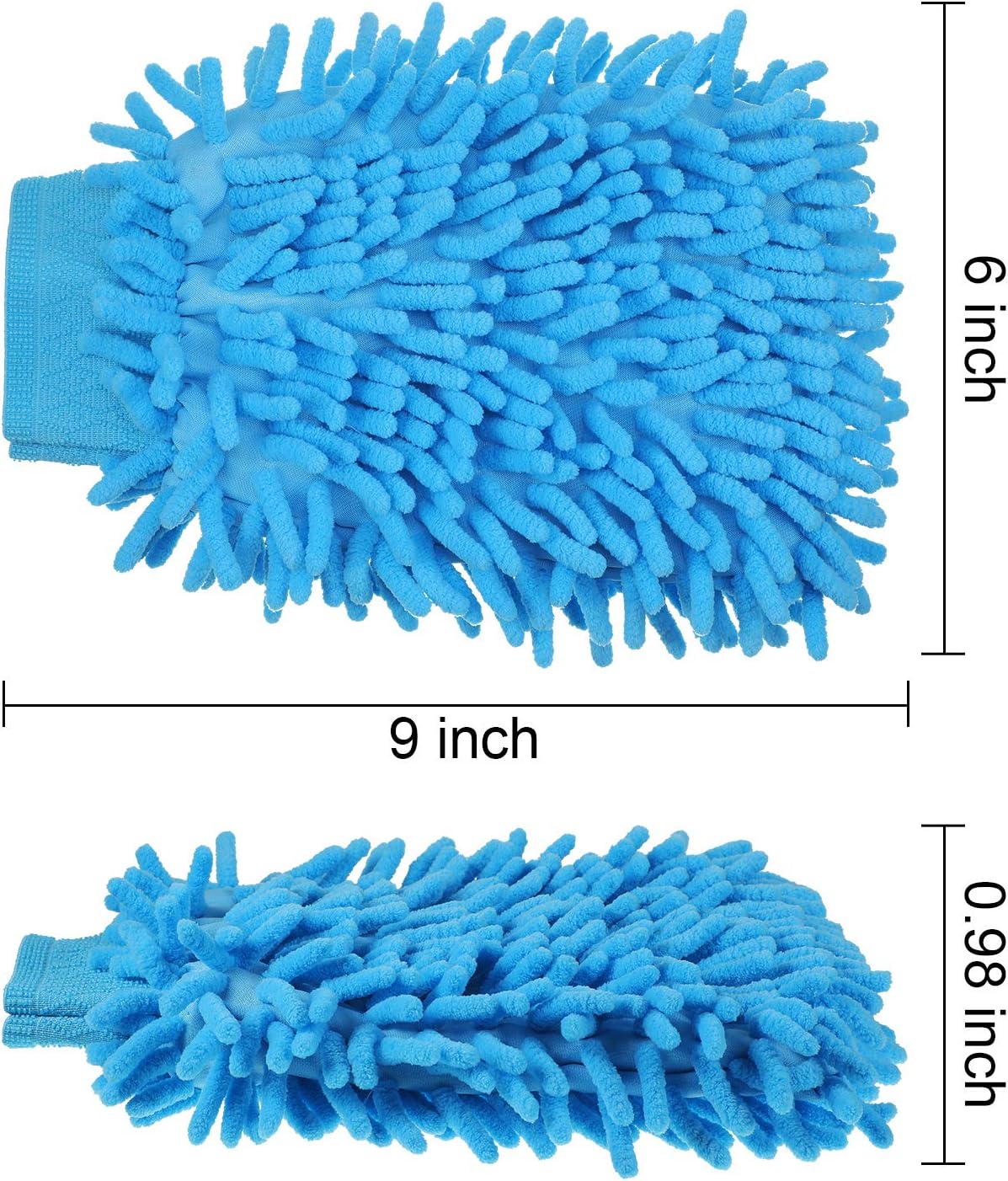 BBTO 5 Pieces Car Wash Mitts Microfiber Chenille Scratch Free Car Wash Gloves Absorbent Double Sided Drying Mitts Microfiber Swirl Free Clean Brush Truck SUV Motorcycles Home Dusting 10.24'' x 6.69''