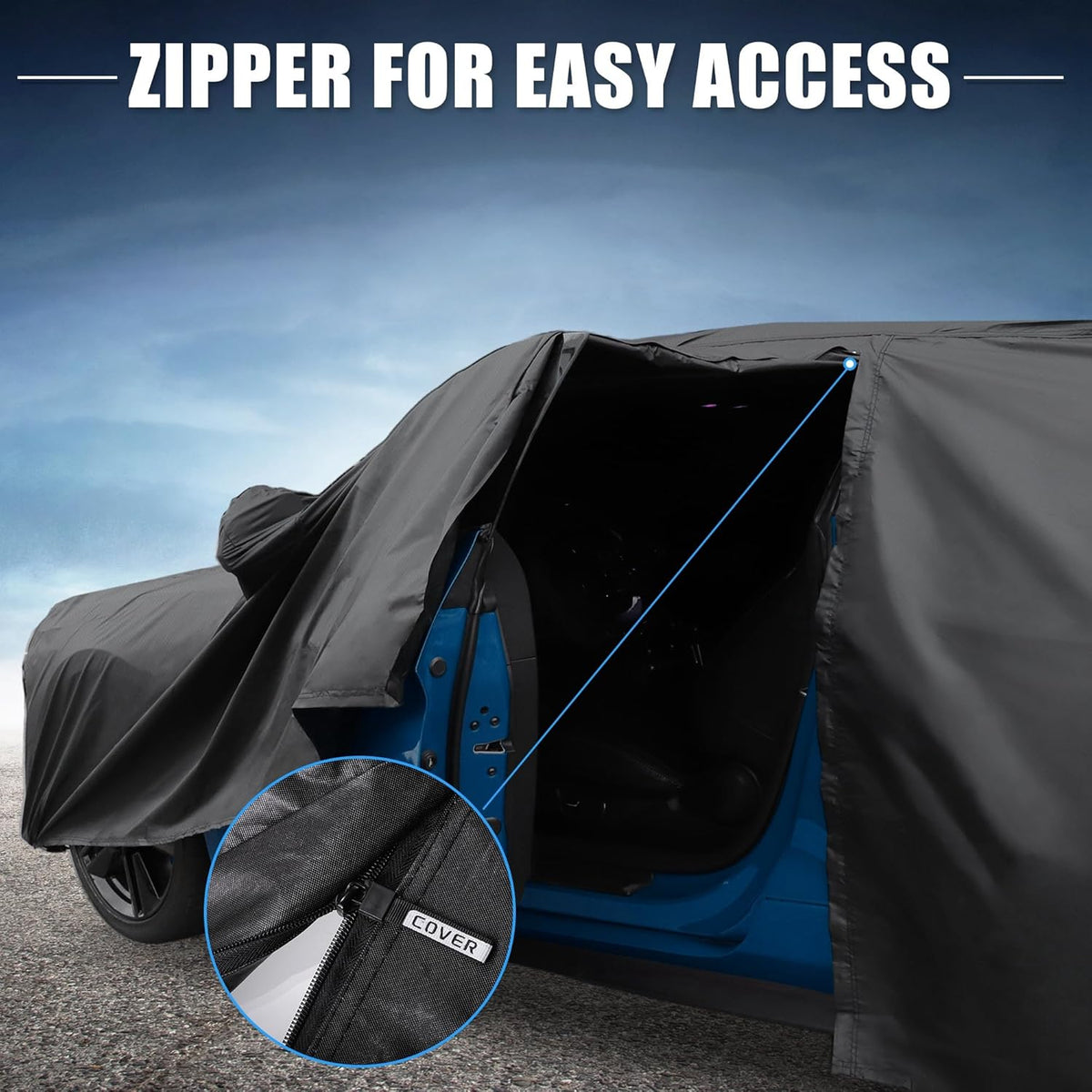 X AUTOHAUX Car Cover for Honda Civic Sedan/Coupe 210D-PU Outdoor Full Car Cover All Weather with Door Zipper for Waterproof Windproof Sun Rain Snow Protection
