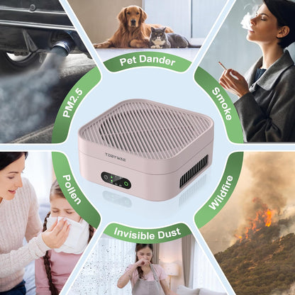 Air Purifiers for Home 600 Sq.Ft, TDBYWAE H13 True HEPA Air Purifier with USB Cable for Pets Dust Dander Pollen Odor Smoke, Small Portable Air Purifier for Bedroom Office Desktop Car RV