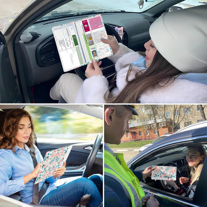 Car Registration and Insurance Holder, Auto Truck Document Holder with Magnetic Shut, Vehicle Glove Box Car Organizer, Interior Car Accessories for Women Men (Bow)