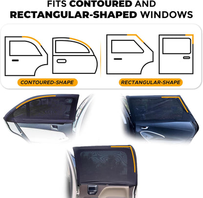 EcoNour Car Window Shades for Side Windows (Pack of 2) | Sun Shade for Car Heat and UV Protection | Adjustable Elastic Fabric Baby Car Shade | Rear Side Window Sun Shade Accessories (Large 21"x36")