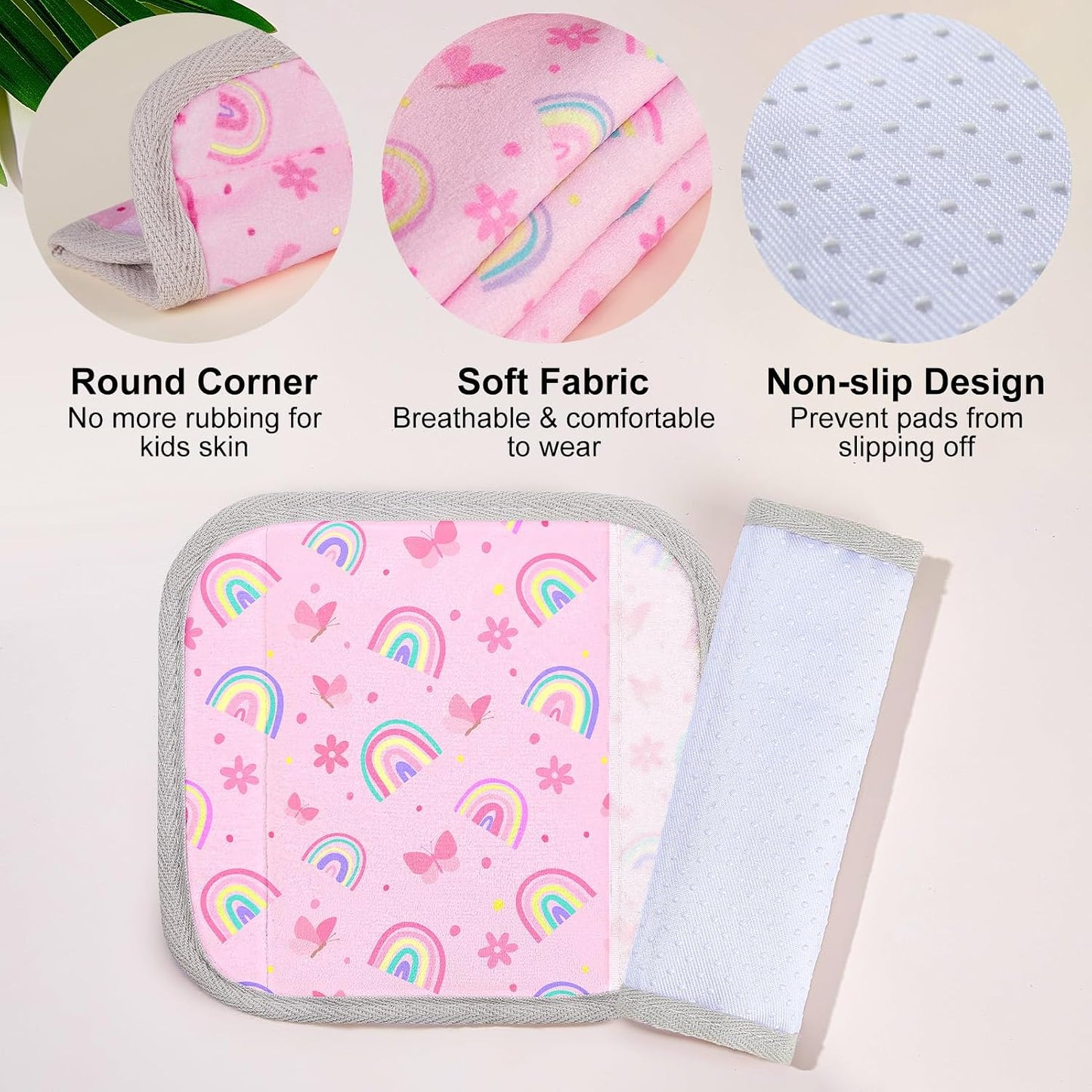 Seat Belt Cover Pad for Baby, Soft Seatbelt Cushion Covers for Kids 2Pcs Car Seat Strap Shoulder Pads for All Car Seats, Stroller, High Chair,Blue Dinosaur