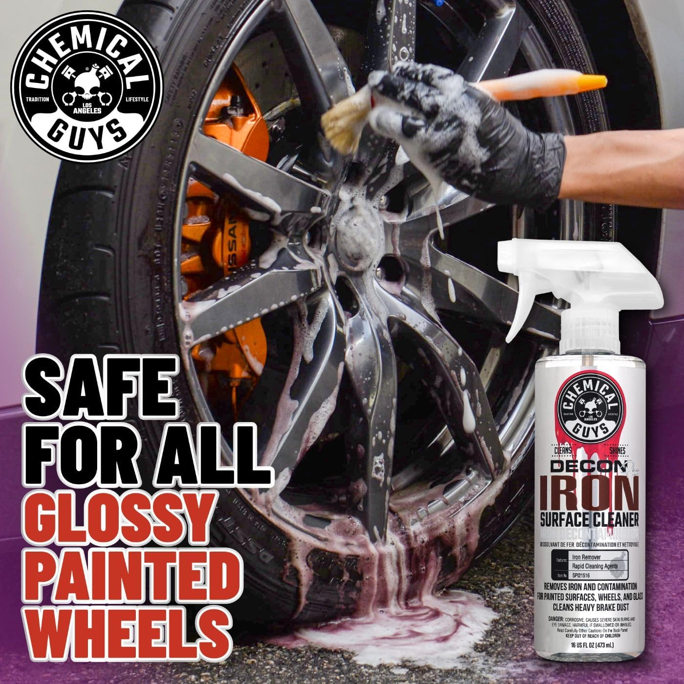 Chemical Guys Decon Pro Iron Remover and Wheel Cleaner – Professional Strength Fallout Remover, Brakes, Calipers, Exterior, Wheel and Tire Cleaner – Dissolves Brake Dust & Dirt, 16 oz