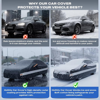 10 Layers Car Cover Custom Fit for Mercedes Benz C Class C250 C300 C43 C63 (1993-2026), Waterproof All Weather for Automobiles, Outdoor Full Cover Sun Dust Rain Protection with Cotton. Black - Colors C