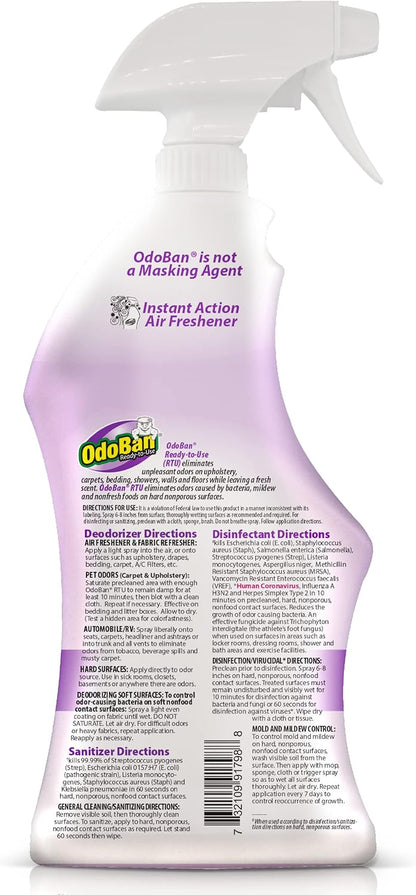 OdoBan Ready-to-Use Disinfectant and Odor Eliminator, 32 Ounce Spray Bottle, Original Eucalyptus Scent