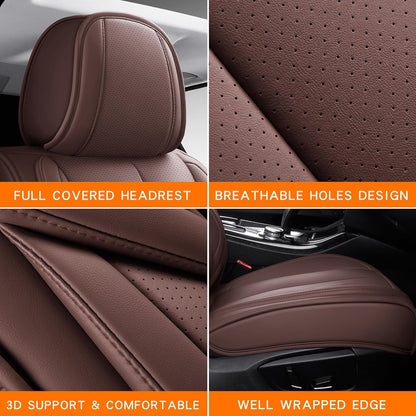 MINGBRON Car Seat Cover Full Set, Leather Car Seat Cover, Waterproof Seat Covers, Car Seat Cushion, Nappa Leather Seat Covers Car Seat Protector Universal Fit Most Cars Black