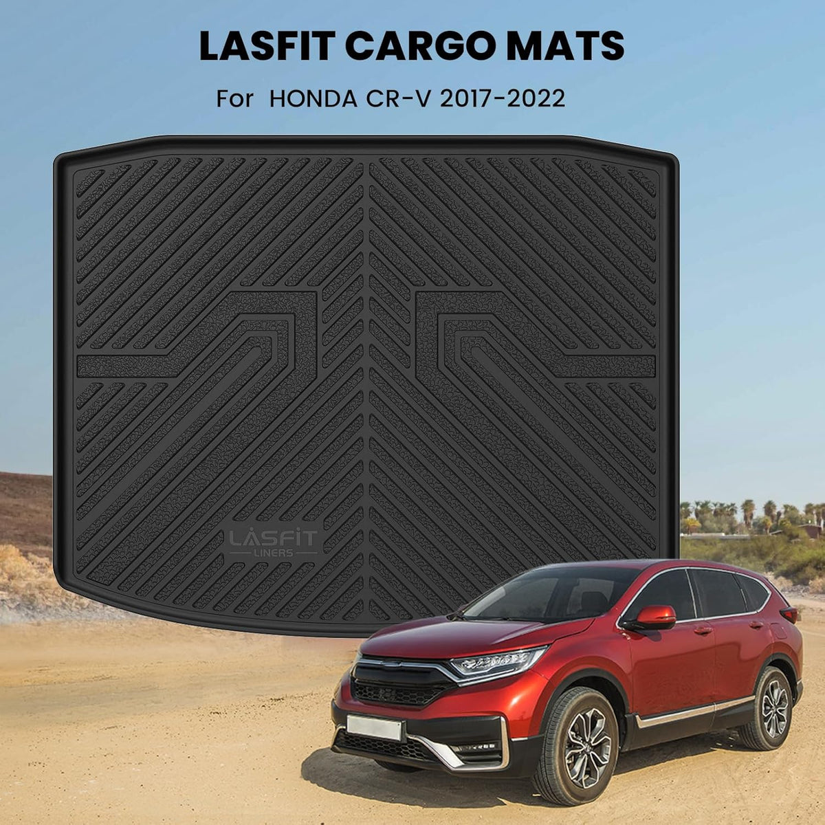 LASFIT Cargo Liner for Honda CR-V 2026 2025 2024 2023 (Gasoline & Hybrid & e:FCEV) All Weather TPE Car Trunk Mat (Upper Position), Cargo Only Black