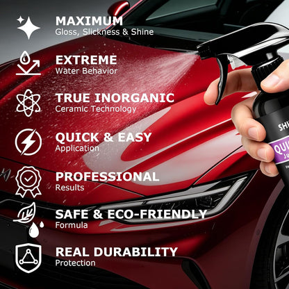 SHIELDOM Ceramic Coating Spray for Cars, Quick Effect Coating Agent Shiny Car Stuff Paint & Glass Hydrophobic Wax High Gloss Coat for Vehicles, Motorcycle, Trucks, Rvs & More - 10oz/300ml