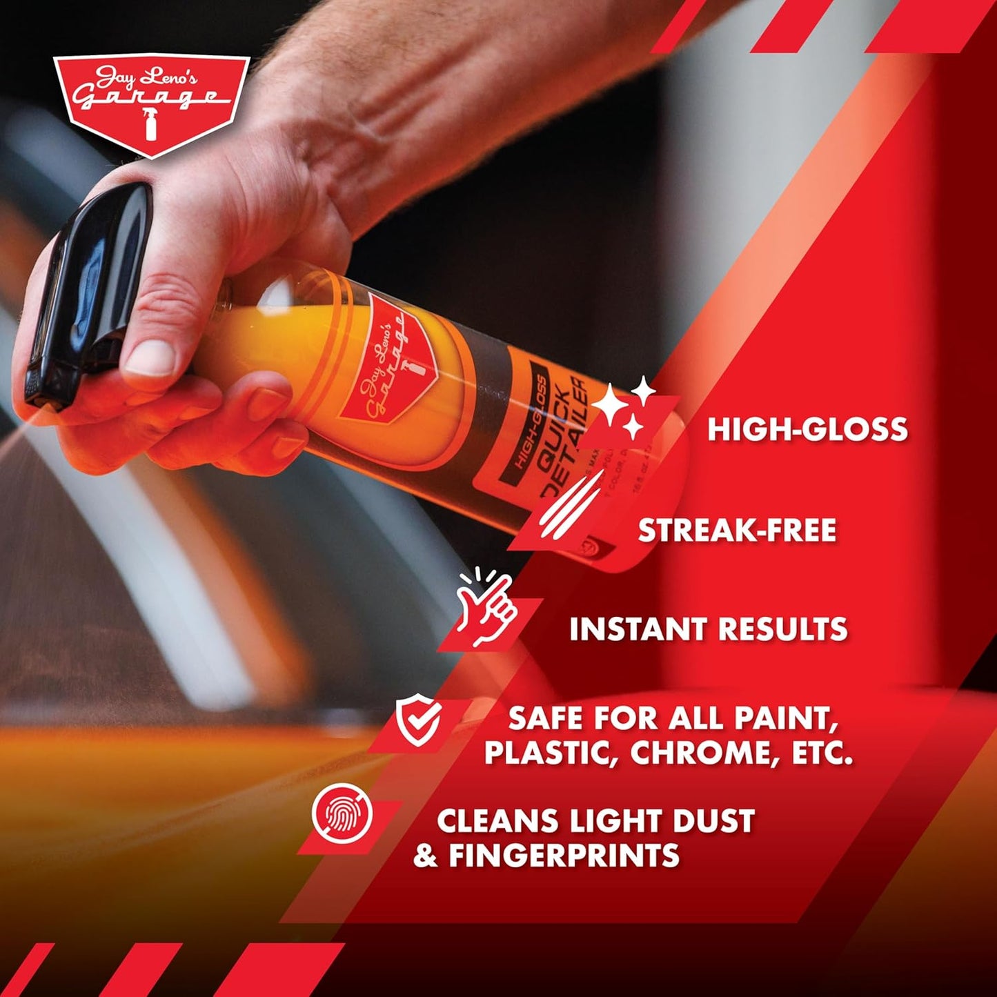 Jay Leno's Garage Quick Detailer Spray – Car Detailing Spray and Auto Detailer Spray for a High Gloss Finish, Fast Shine Car Exterior Cleaner and Everyday Easy Quick Detail Automotive Cleaner (16 oz)